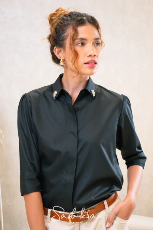 Sabka - Black Puff Sleeve Shirt