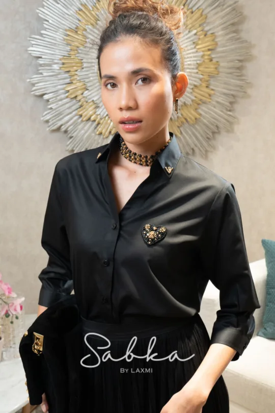Sabka - Black Heart Embellished Shirt