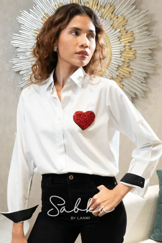 Sabka - Red Heart Contrast Cuff Shirt