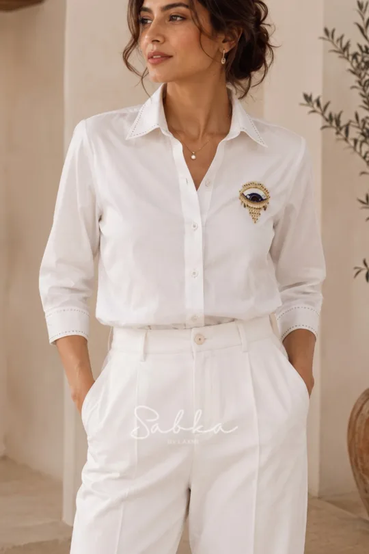 Sabka - White Evil Eye Shirt